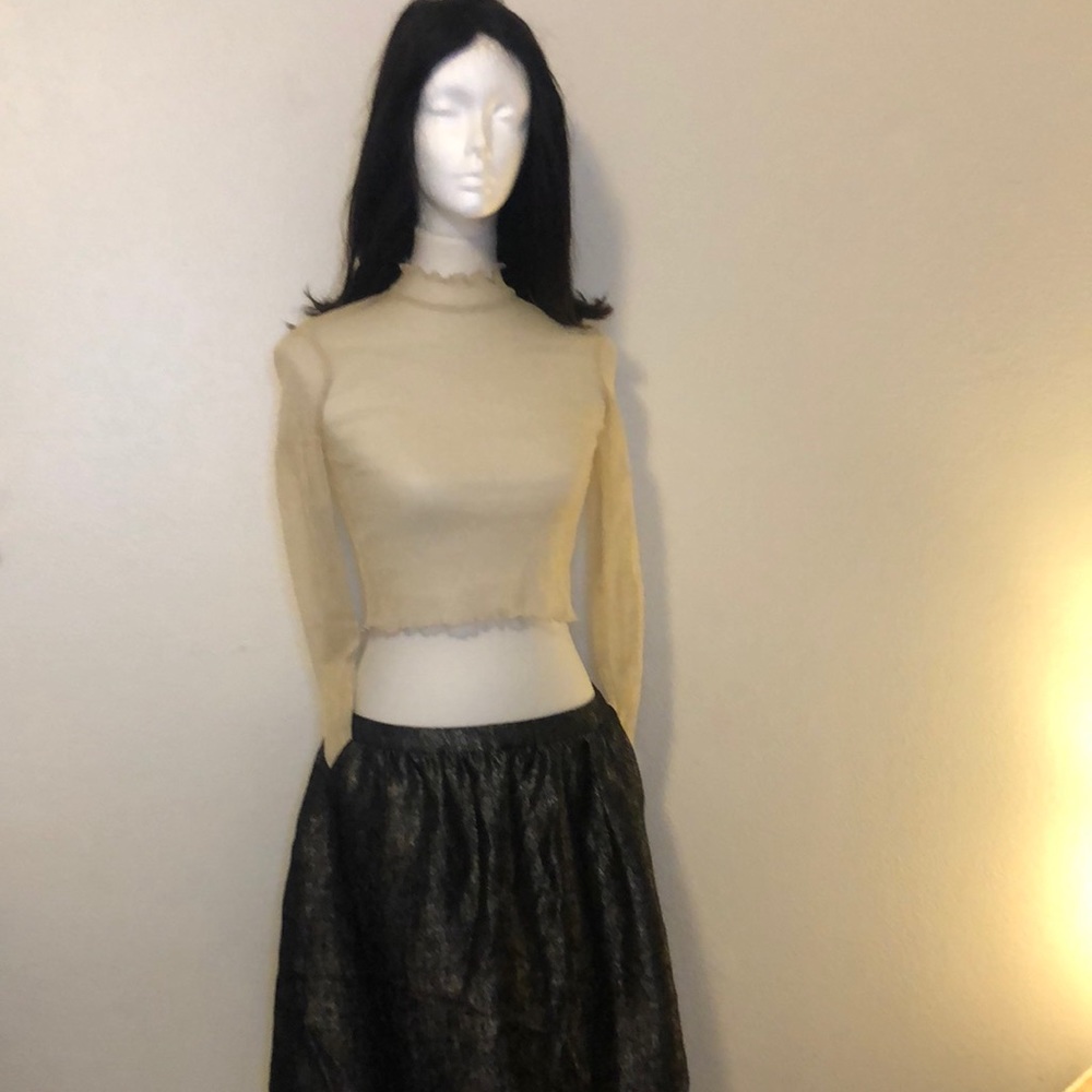Gold sheer top & Shimmering Black Skirt